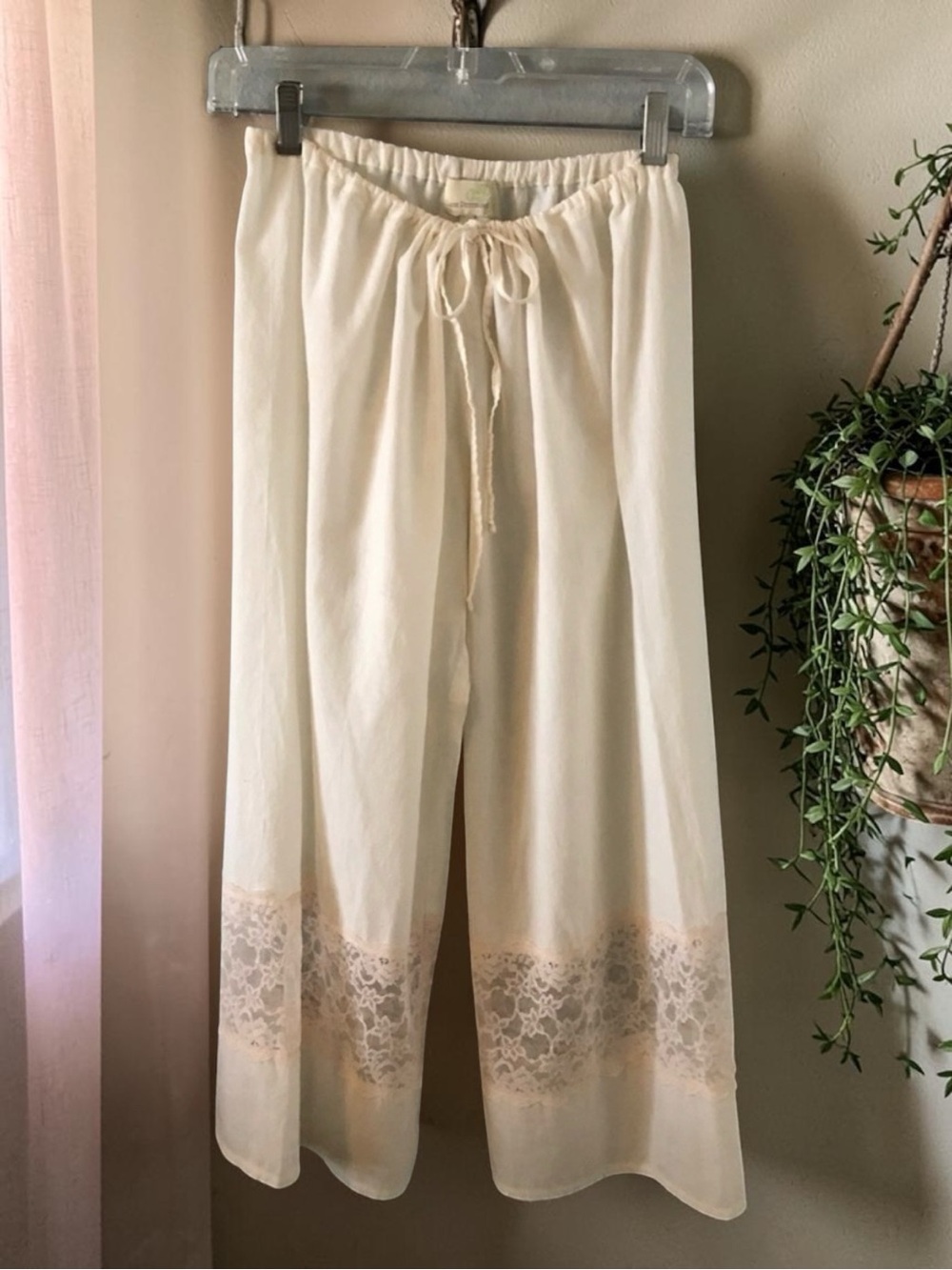Claire Pettibone Cotton and Lace Lounge Pant Large